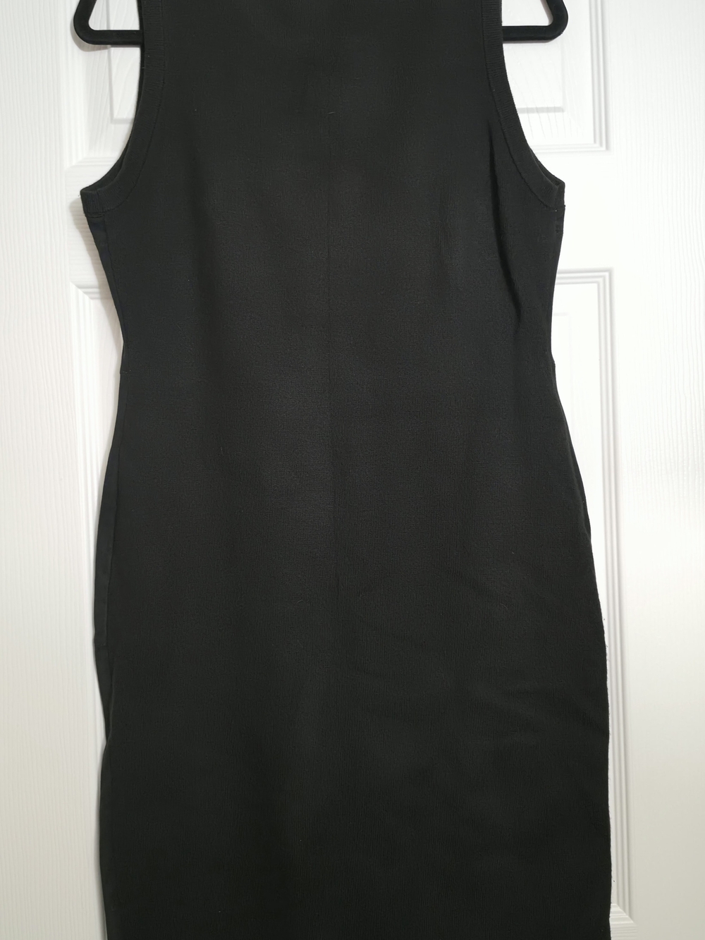 M Velvet Front Calvin Klein Black Sleeveless Midi Sheath Dress